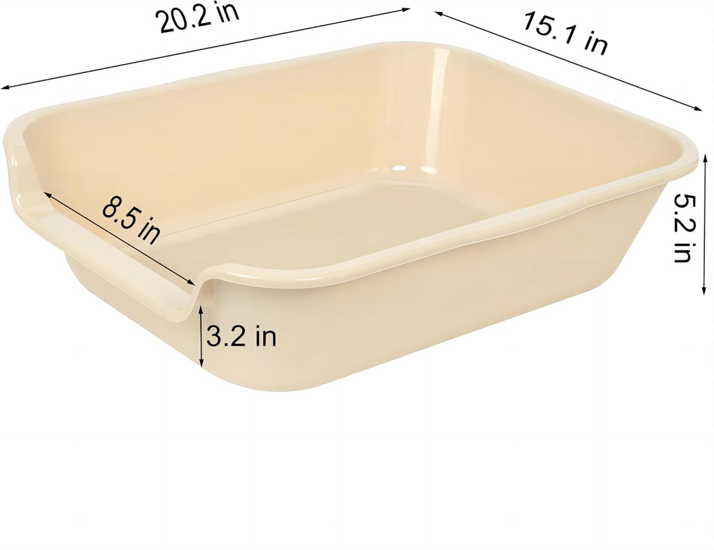 Extra Large Low Entry ABS Cat Litter Box, Yellow, 20" L x 15.5" W, 1 Pack | Durable low entry litter box, non-stick, odor-free, ideal for seniors, kittens, rabbits, large cats and multi-pet homes.