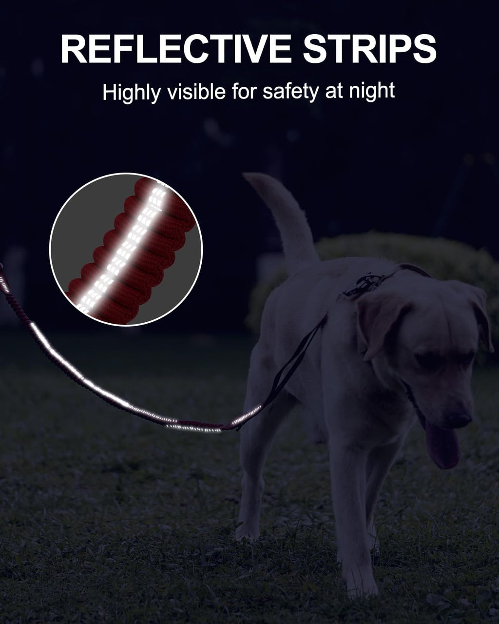 Joytale Tactical Bungee Dog Leash, Shock Absorbing No Pull, Red