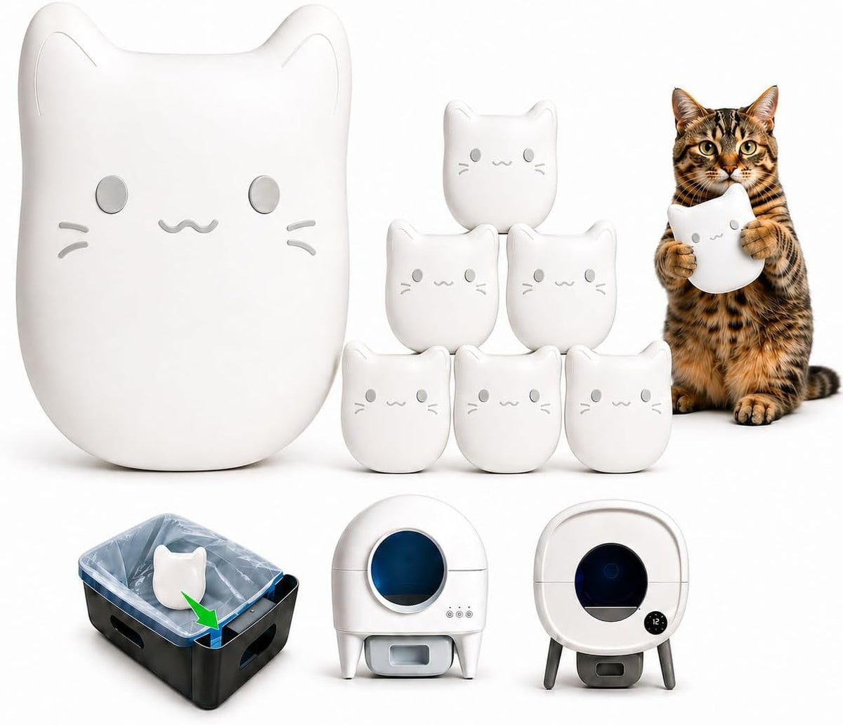 ProGuard® 6PCS Pets Deodorizing Pods for Cumrige Self Cleaning Litter Box, Odor Remover for Fumoi Automatic Cat Litter Box, Camellia Flower Scented, Long-Lasting Fragrance, Keep Home Fresh