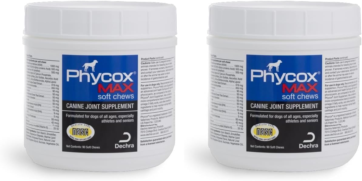 Phycox MAX Dog Joint Supplement Soft Chews,90 Ct,(Pack of 2)