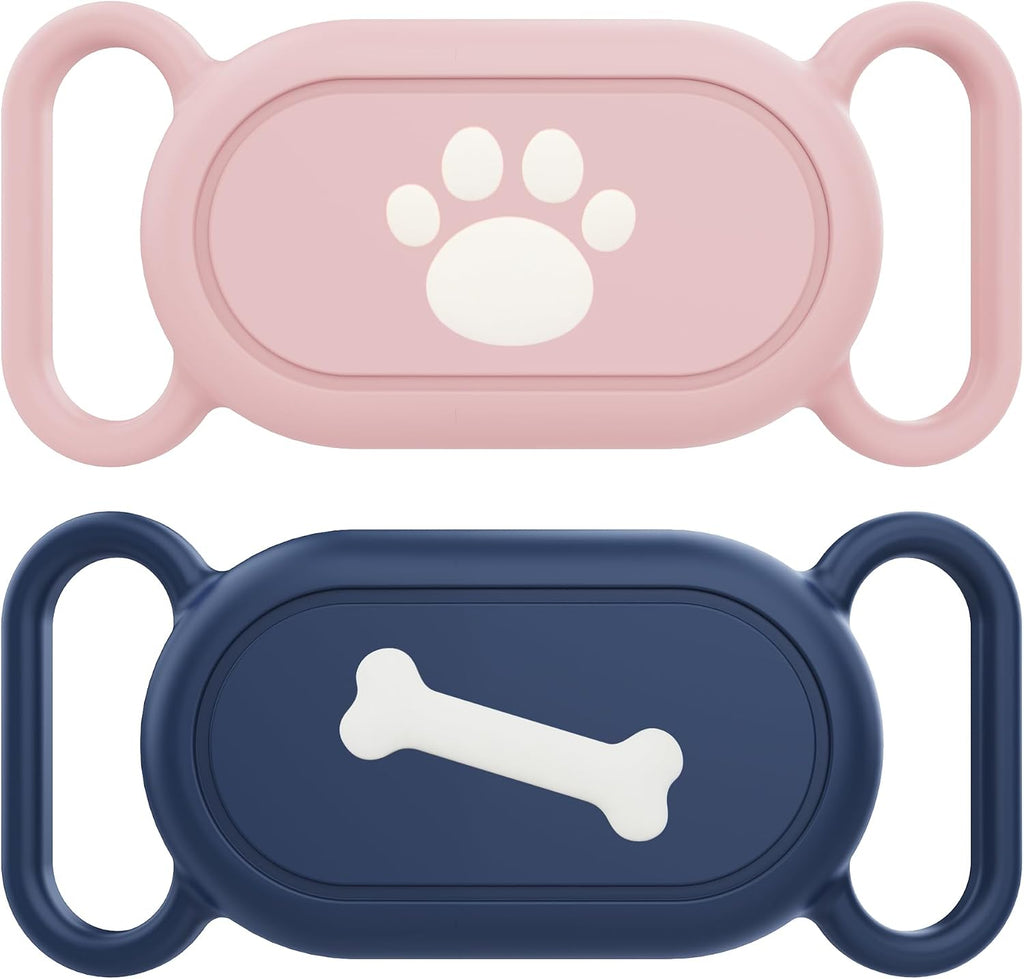 Waterproof Silicone Case Holder for Galaxy Smarttag2, 2 Pack Pet Dog Cat Collars, Anti-Lost Scratch Resistant Holder Accessory Protective Cover for Samsung Galaxy Smart tag2 (Pink/Blue)