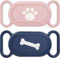 Waterproof Silicone Case Holder for Galaxy Smarttag2, 2 Pack Pet Dog Cat Collars, Anti-Lost Scratch Resistant Holder Accessory Protective Cover for Samsung Galaxy Smart tag2 (Pink/Blue)