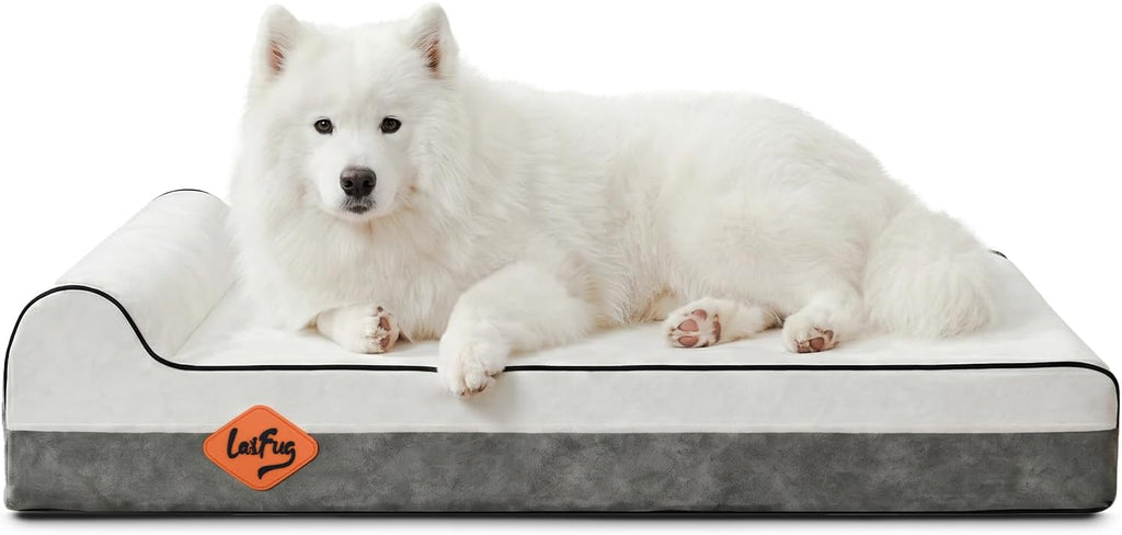 Laifug Orthopedic Memory Foam Extra Large Dog Bed with Pillow and Durable Waterproof Liner and Removable Washable Cover and Smart Design (Large (46" x 28" x 8"),Dark Green)