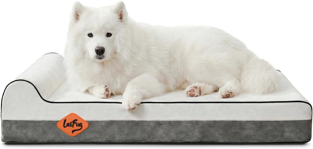 Laifug Orthopedic Memory Foam Extra Large Dog Bed with Pillow and Durable Waterproof Liner and Removable Washable Cover and Smart Design (Large (46" x 28" x 8"),Dark Green)