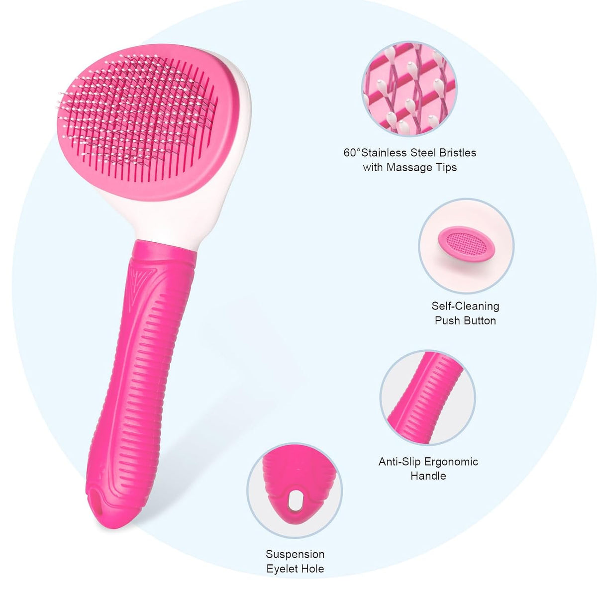 Aogeili Self-Clean Slicker Brush for Dogs Cats, Deshedding Grooming Tool