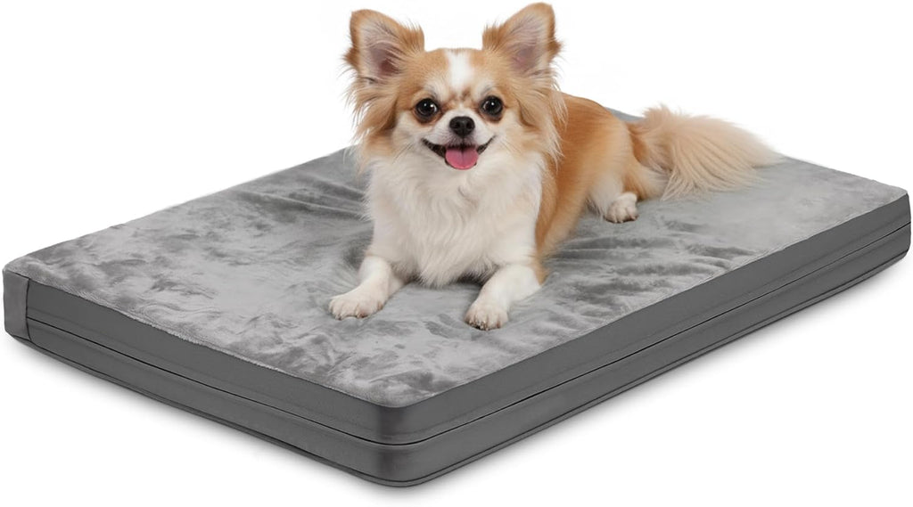 Waterproof Small Dog Bed Crate Pad 24", Washable Puppy Bed Orthopedic Gray