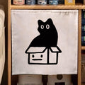 Cat Litter Box Curtain Cover - Cat House Door Flap Self Cleaning Litter Box Door Curtain for Automatic Litter Box Robot Cat Furniture Curtain (Cat in Box, 13.78 * 15.74")