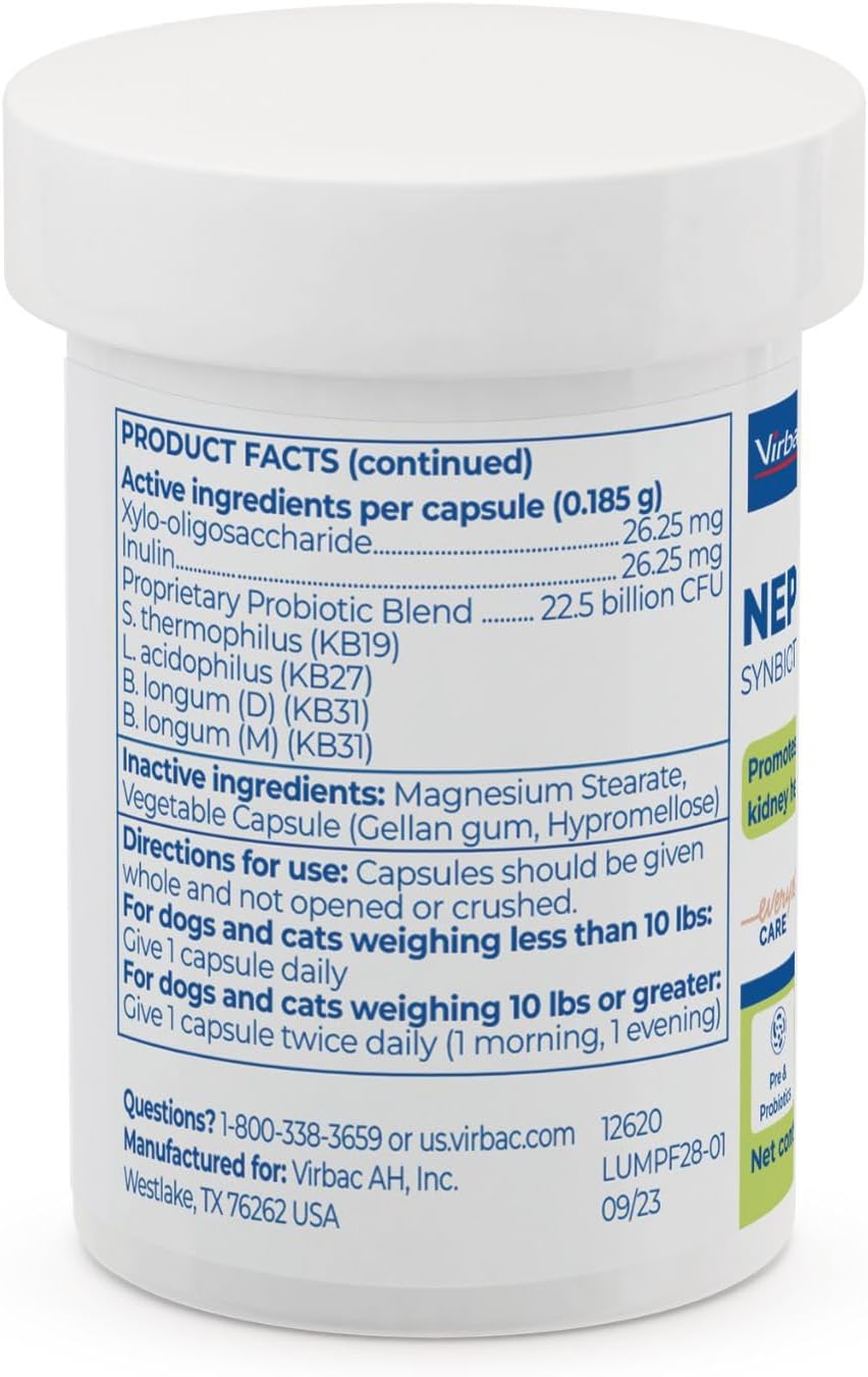 NEPHRODYL Synbiotic Capsules for Cats & Dogs, Kidney Support, 60ct