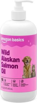 Amazon Basics Wild Alaskan Salmon Oil - Skin and Coat Support, Omega 3 Supplement for Dog and Cat, 16 fl oz (Previouly Wonder Bound)