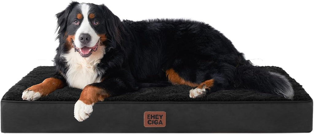 EHEYCIGA Orthopedic Dog Bed Large with Removable Washable Cover, 50IN Black