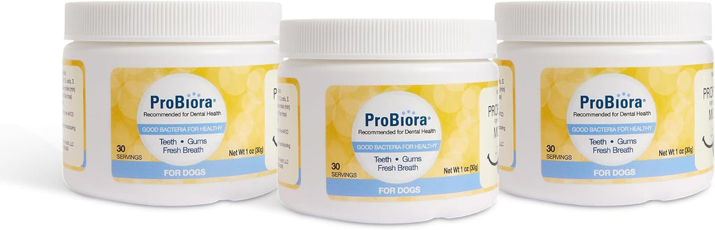 Probiora for Dogs | Dog Probiotic Supplement for Oral Care | Pet Probiotics to Reduce Bad Breath | Dog Nutritional Supplement for Dental Health | 30 Servings (30 Servings (Pack of 3), Jar)