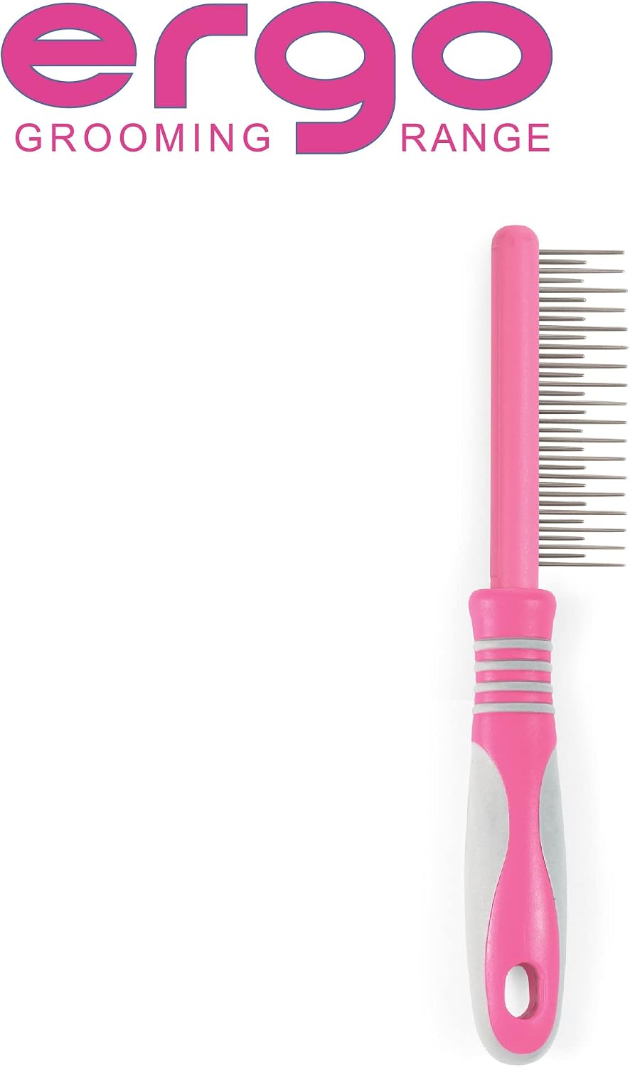 Ancol Ergo Cat Moulting Comb - Pink Grooming Tool for Long Haired Cats - Detangles Removes Loose Hair and Detects Fleas - Easy To Use Pet Care Accessory
