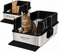 304 Stainless Steel Litter Box 2 Pack, XL Open Top with High Sides