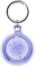 IPX8 Waterproof Case for AirTag 2nd Gen (2026) & 1st Gen, Full Body Holder Keychain, Anti-Scratch Cover for Apple for Air Tags, Luggage, Pet Collar, Car Keys, Kids, Clear Purple