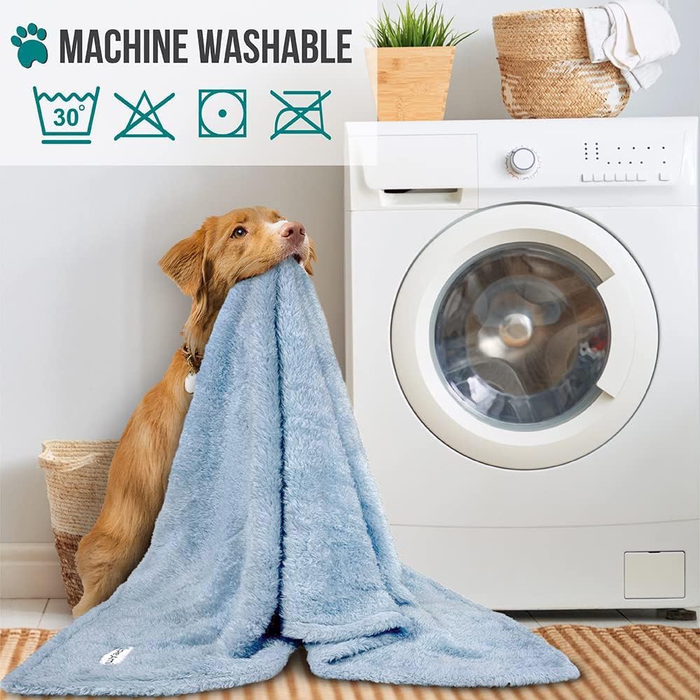 PetAmi Soft Plush Sherpa Dog Blanket for Pet Cat, Small 24x32, Dusty Blue