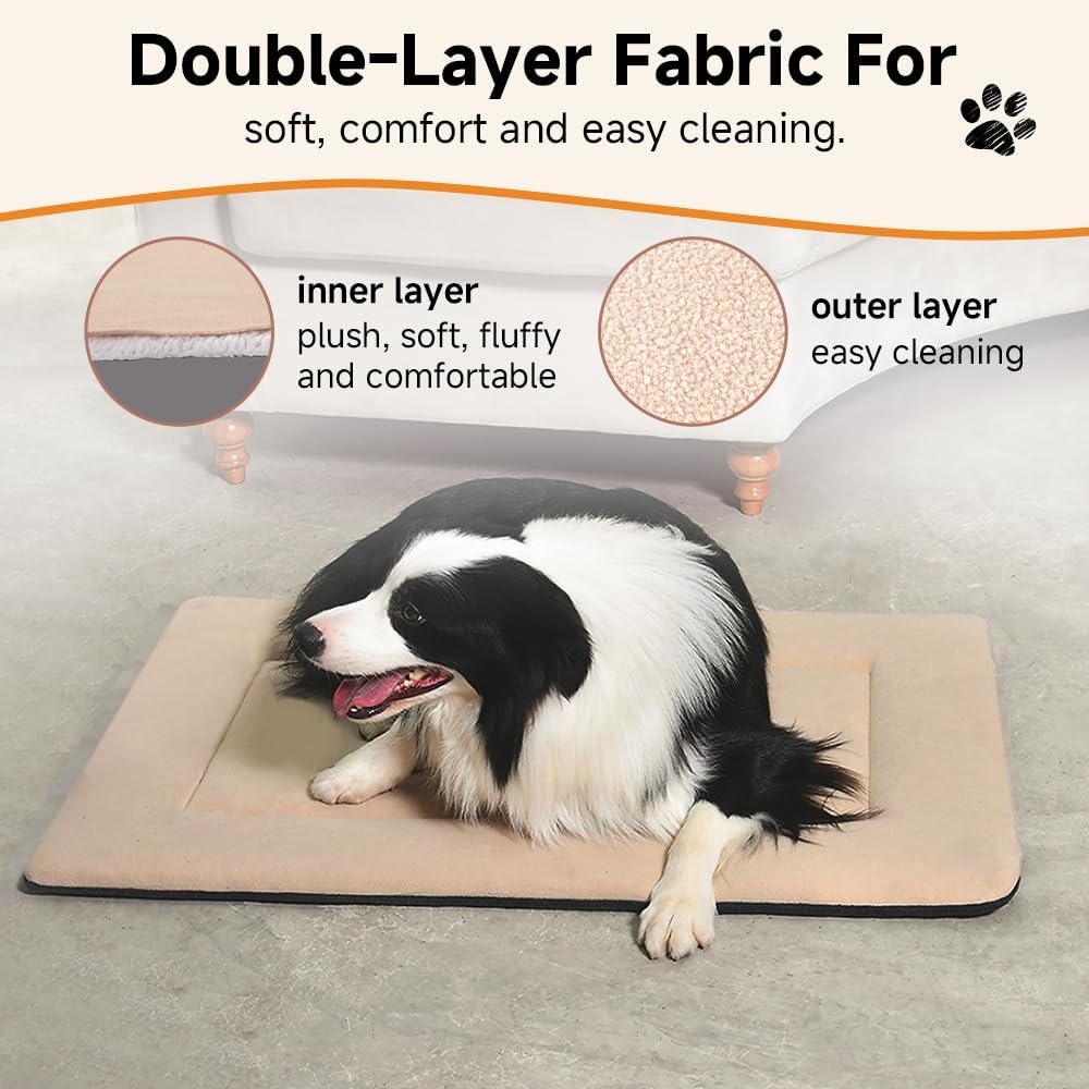 Dog Bed Mat 24x18, Washable Flat Pet Bed, Reversible Dog Crate Pad