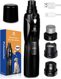 Petsaunter Dog Nail Grinder, 2-Speed and LED Light, Touch-Switch, TypeC, Quiet and Low-Vibration Dog Nail Trimmers, and 3 Ports for Large Dogs, Medium, Small Dogs Cats Pets with Hard or Thick Nail