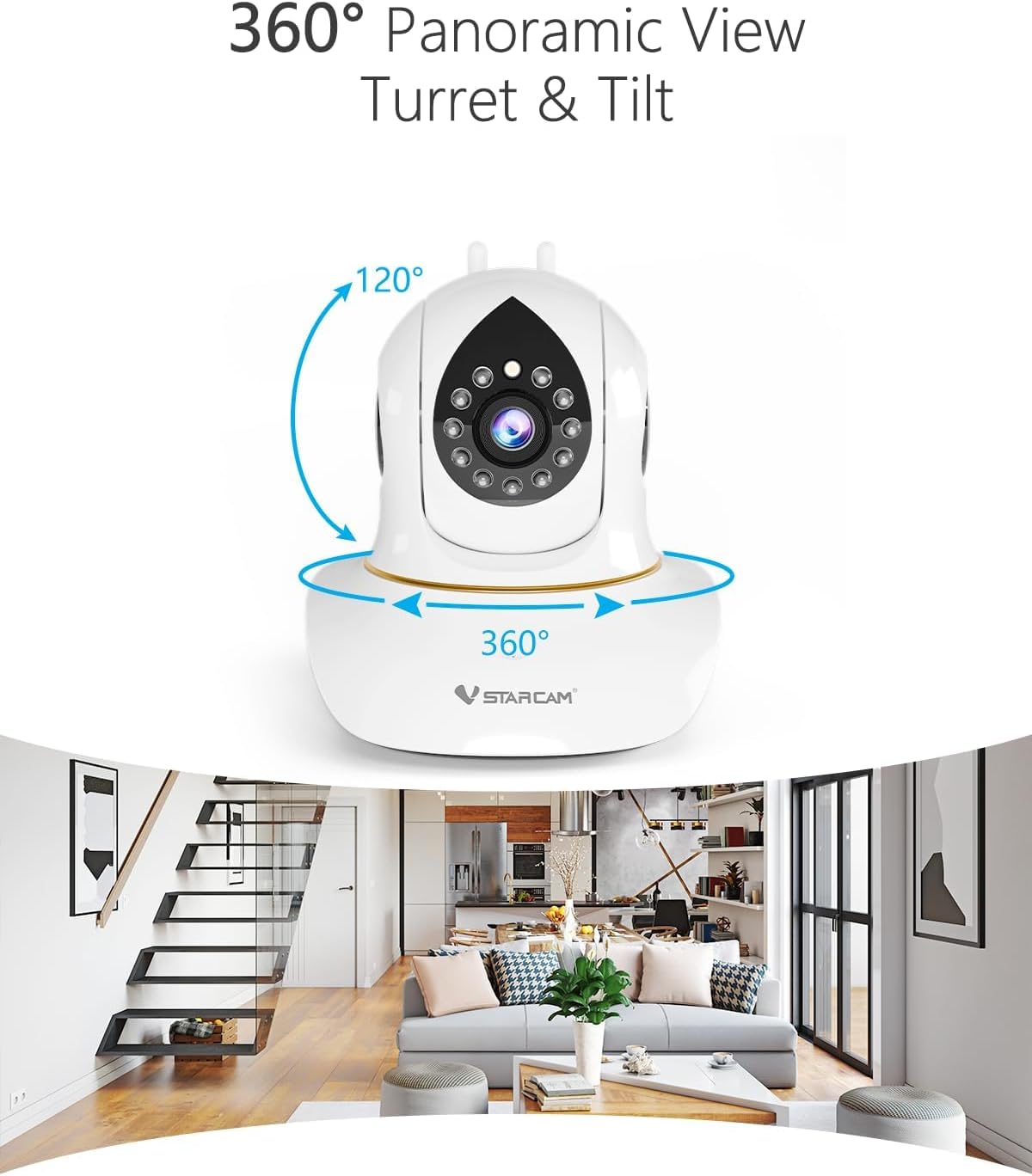 VSTARCAM Interactive Pet Camera with Dual WiFi Antennas, 360° Pan-Tilt, 2K Dog & Cat Camera with Phone APP, 2.4GHz WiFi, IR Night Vision, Motion Detection, 2-Way Audio, Dog Cameras for Pet Monitoring