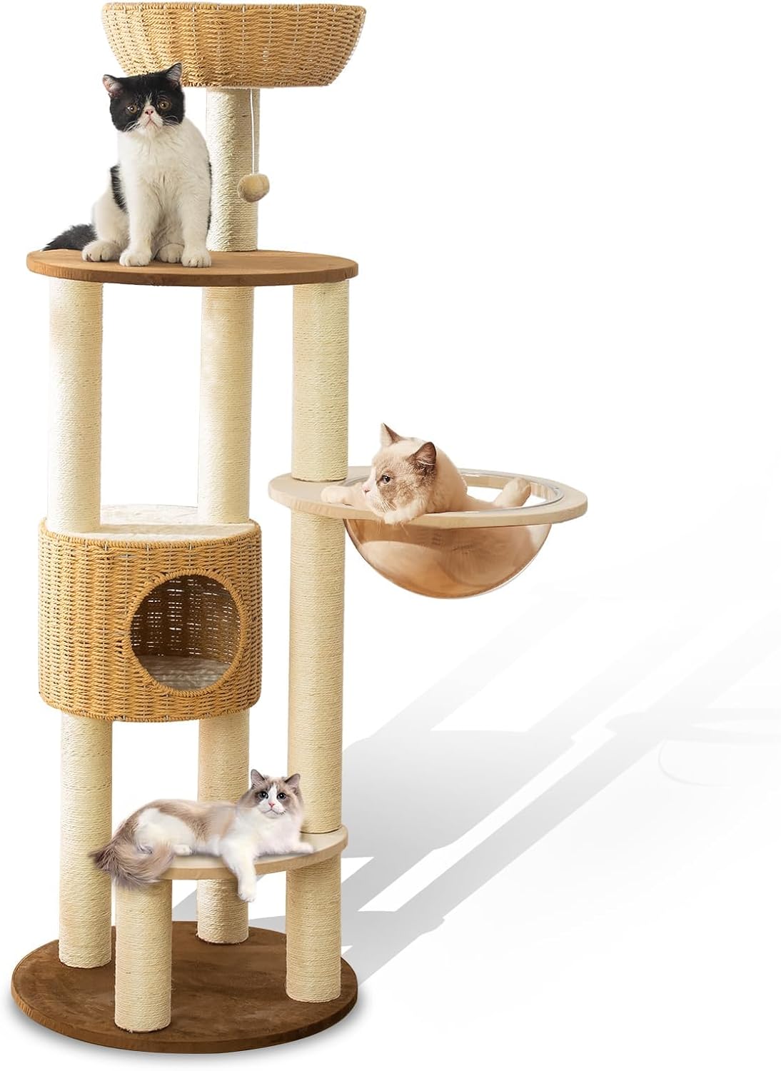 SHODMI 58-Inch Modern Multi-Level Cat Tree Tower for Large Indoor Cats