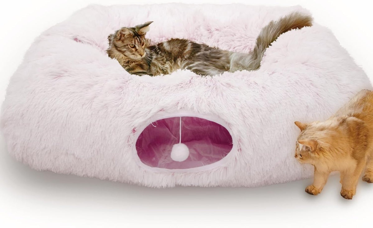 XxingSheep Extra Large Cat Tunnel Bed Plush Cat Cave for Indoor Cats