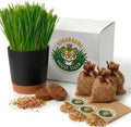 House Tiger Cat Grass Gift Set - Complete All-in-One Kit with Self-Watering Stay Fresh Pot & 3-Pack Refill | Includes Premium Cat Grass Seed, Coco Coir Soil Discs | Aids Digestion & Hairball Control