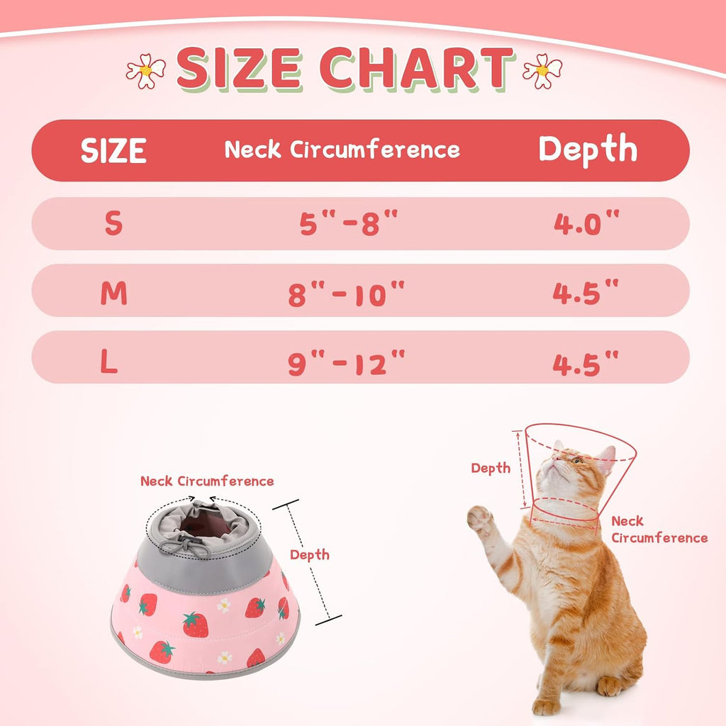 Cat Cone Collar Soft to Stop Licking, Adjustable, Foldable Lightweight Kitten Cones After Surgery Recovery for Cats & Kittens, Cat Cone Alternative, Easy Eating (Pink, M)