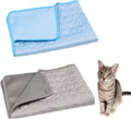 Wontee Dog Cooling Mat Pet Ice Silk Pad Washable Summer Sleeping Bed for Crate, Bed, Sofa, Indoor & Outdoor Floor, Car Seats (Blue + Grey, S)