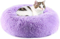 Purrfect Cat Beds - Washable 20 inches, Anti-Anxiety Round Plush Faux Fur, Thick Bottom (Purple, Medium) - Suitable for Indoor Cats & Small/Medium Dogs