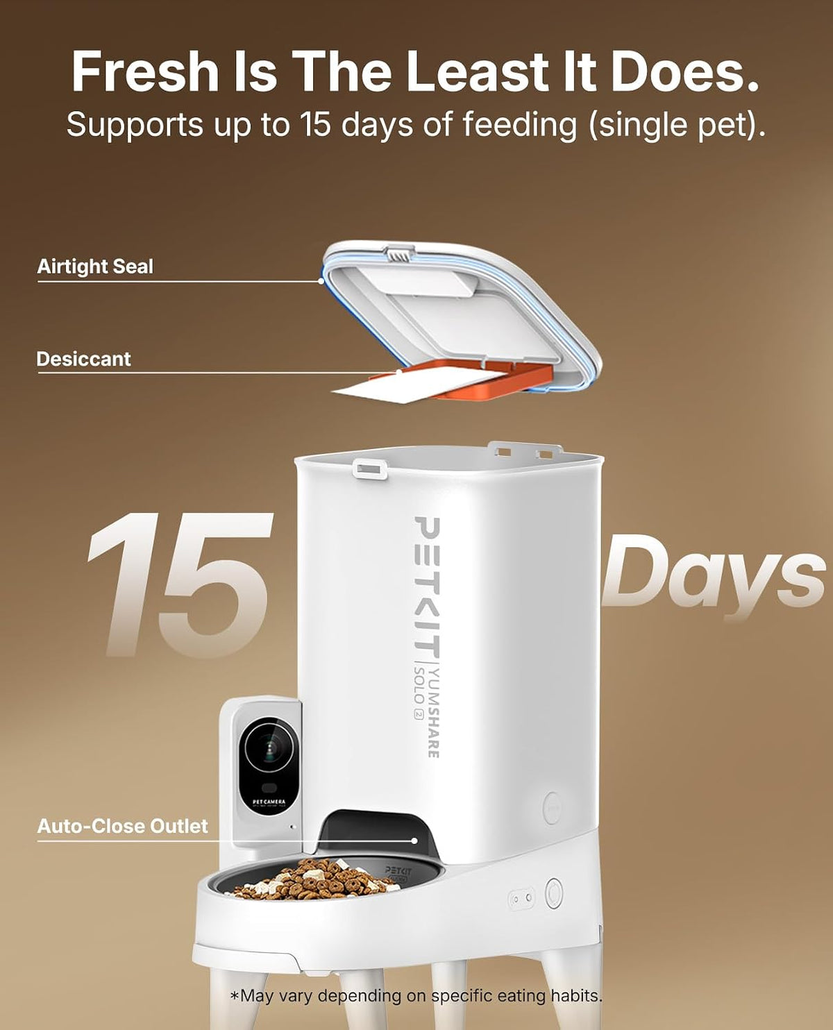 PETKIT Automatic Cat Feeder with Camera, Upgraded Multi-Cat Recognition, 2.4G&5G WiFi Pet Feeder with Freshness Preservation,3L Timed Food Dispenser with Low Food Sensor,Night Vision Motion Capturing