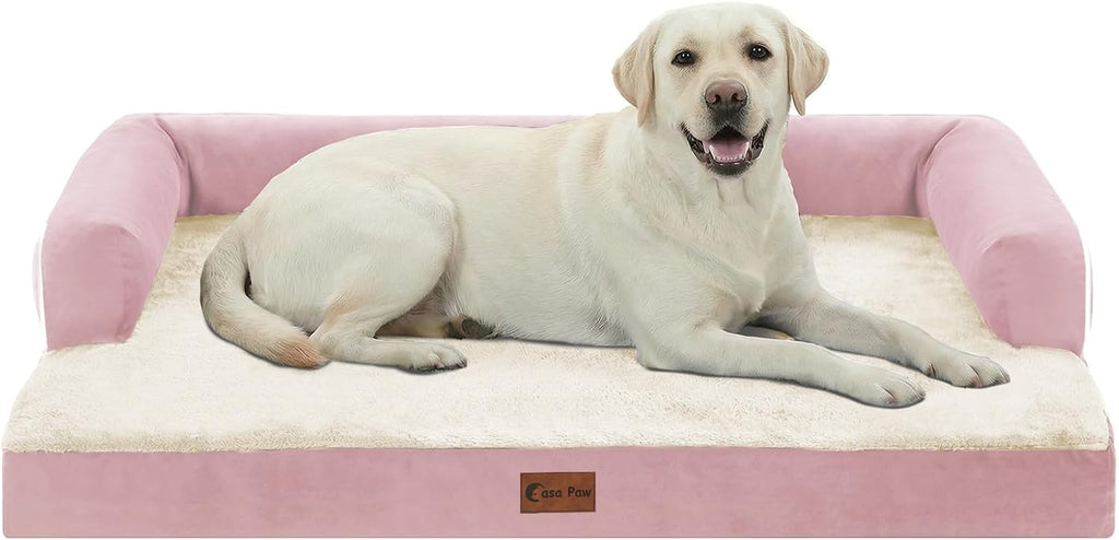 Waterproof Orthopedic Dog Bed for Extra Large Dogs, 45x35in, Pink