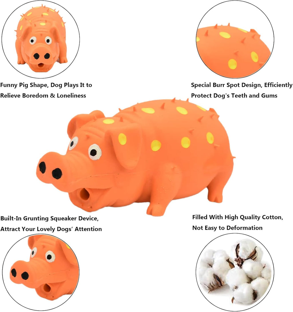 Squeaky Pig Dog Toy, 2 PCS Durable Latex Rubber Dog Toys for Chewing