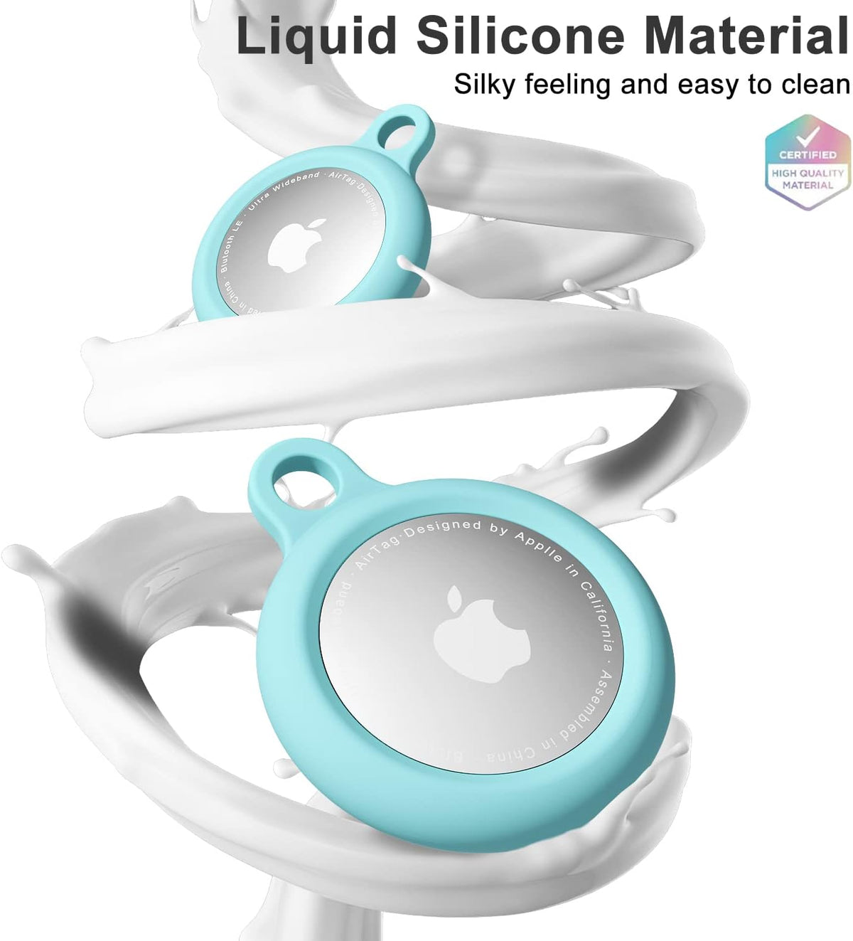 oakxco for Airtag Keychain Silicone, Airtag Holder with Key Ring, Air Tag Cover Cute Accessories for Kids, Luggage, Car Dog Collar, Car, Compatible with Apple Airtag Case Waterproof Tracker, Teal