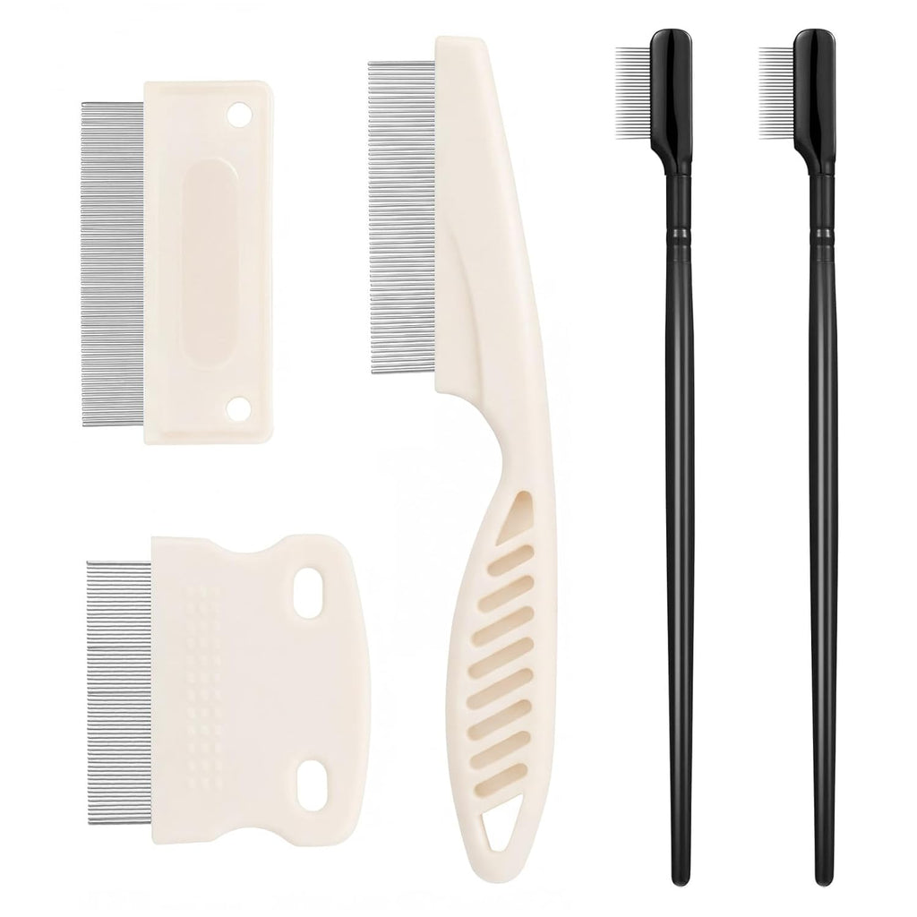 Fullhawl 5 Pcs Dog Eye Combs Tear Stain Remover Combs, Beige, Black