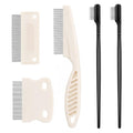Fullhawl 5 Pcs Dog Eye Combs Tear Stain Remover Combs, Beige, Black