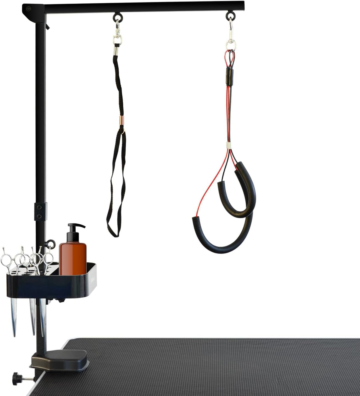 SHELANDY Pet Grooming arm with clamp for Large and Small Dogs - 35 inch Height Adjustable and Free Two No Sit Haunch Holder,Black 