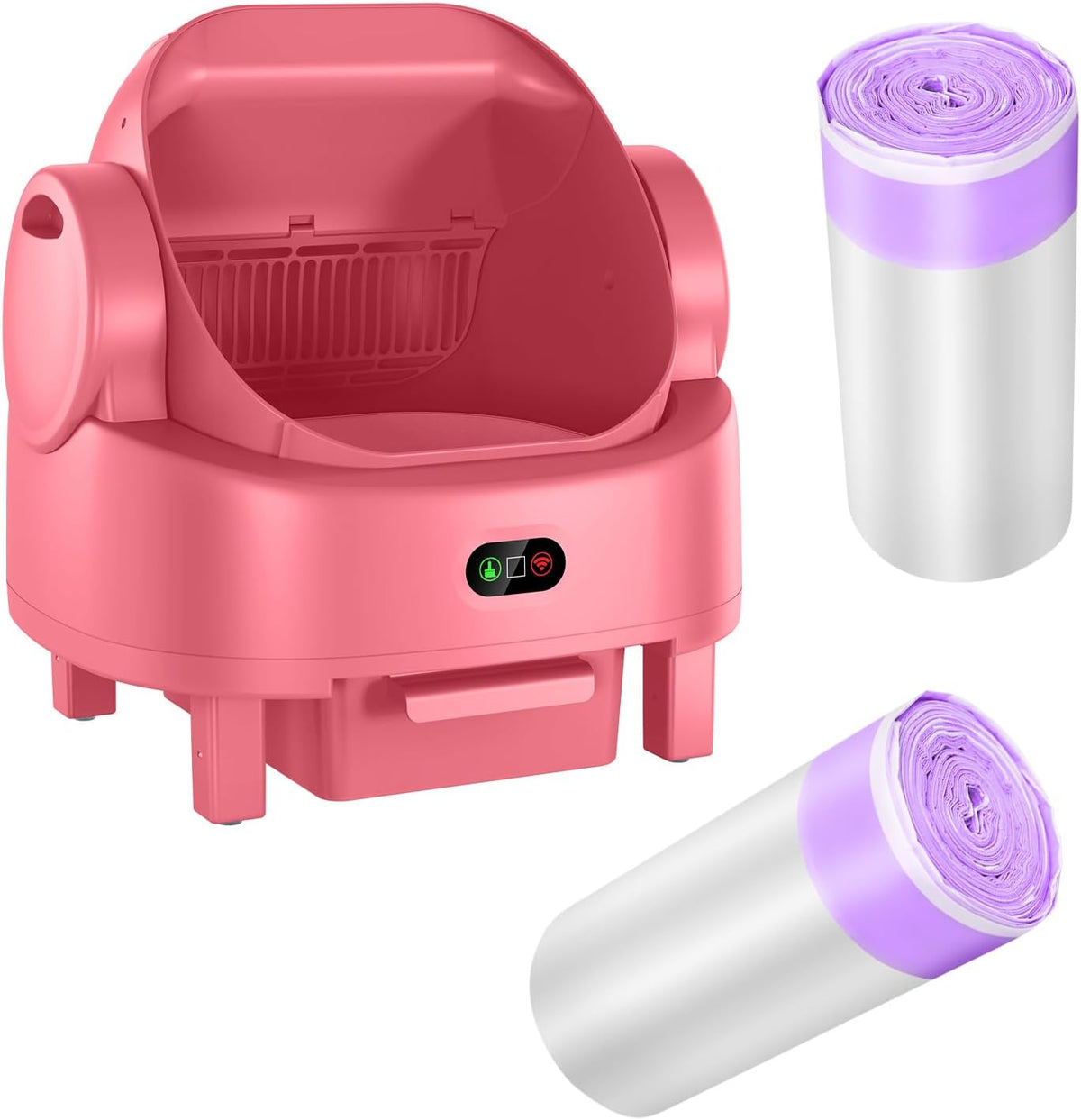 Self-Cleaning Cat Litter Box Liners,Replaced Waste Bags-2 Rolls, Cat Litter Waste Receptacles Bags Thickened Leak-Proof & Odor-Control for Open-Top Self-Cleaning Cat Litter Box (Purple)