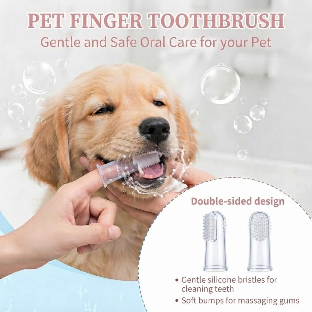 7Pcs Dog & Cat Grooming Kit, Deshedding Brush, Bath Scrubber, Toothbrushes