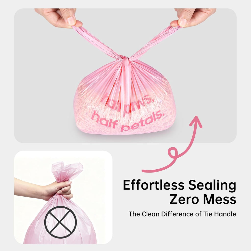125 Count Cat Poop Bags Cherry Blossom Scented with Handles, Disposable Litter Bags for Pet Poop, Extra-Thick Dog Kitty Waste Bags Easy Tie Leak-Proof Strengthen, Pink