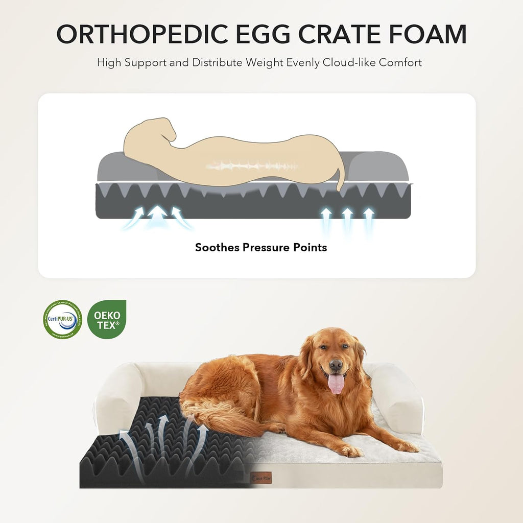Orthopedic Washable Dog Bed for Extra Large Dogs, 53x42in, Beige