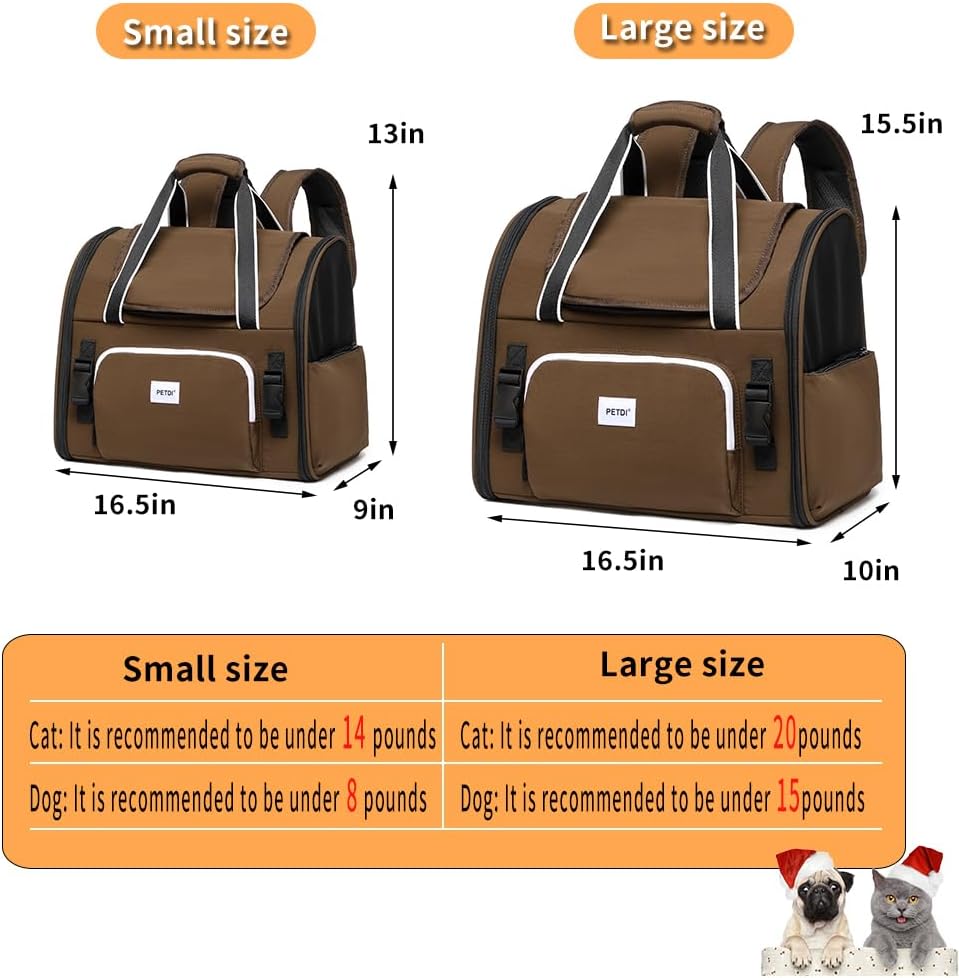 Pet Backpack Carrier for Small Dogs Medium Cats, Puppies,Breathable and Collapsible Design, Portable Travel Bag for Bearded Dragon,Rabbit Cage
