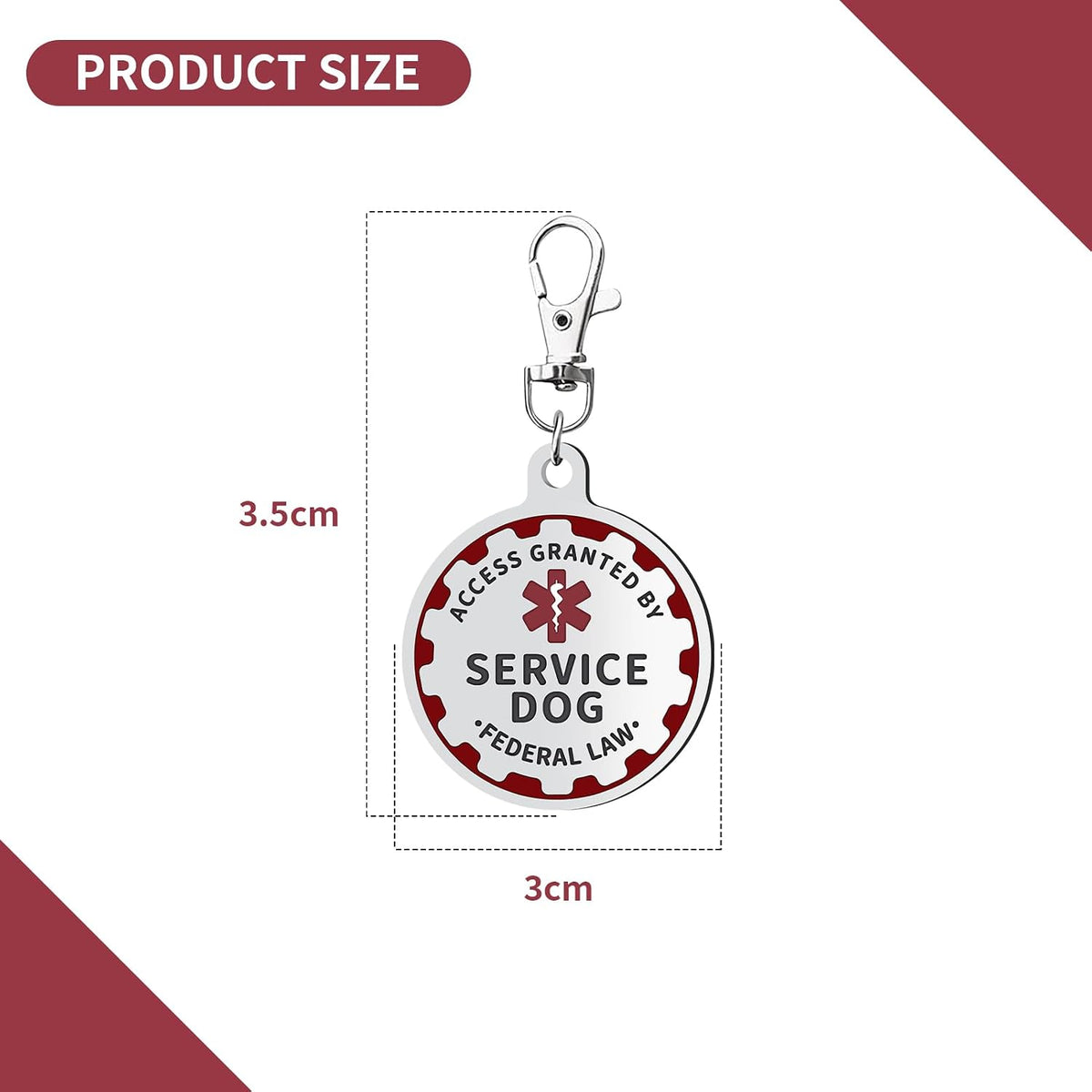 Service Dog TAG Industrial Puppy for Service Animals, Emotional Support Dogs & Therapy Dogs Entirely Surgical Stainless Steel Easily Attach to Collar, Harness-Two-Sided (Service Dog TAG)