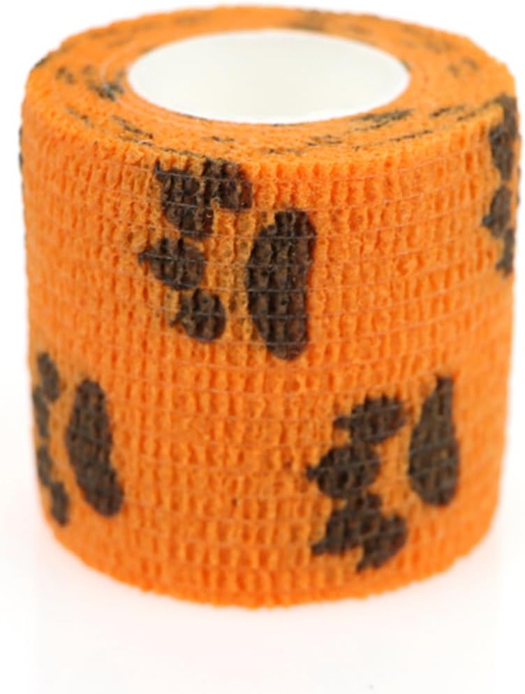 Self Adhesive Bandage Wrap Animal Cohesive Bandage Self Adherent Wrap First Aid Tape for Dogs Cats Horses Birds & Wrist Healing Ankle Sprain (2 Inch Gourd Prints 6 Rolls)
