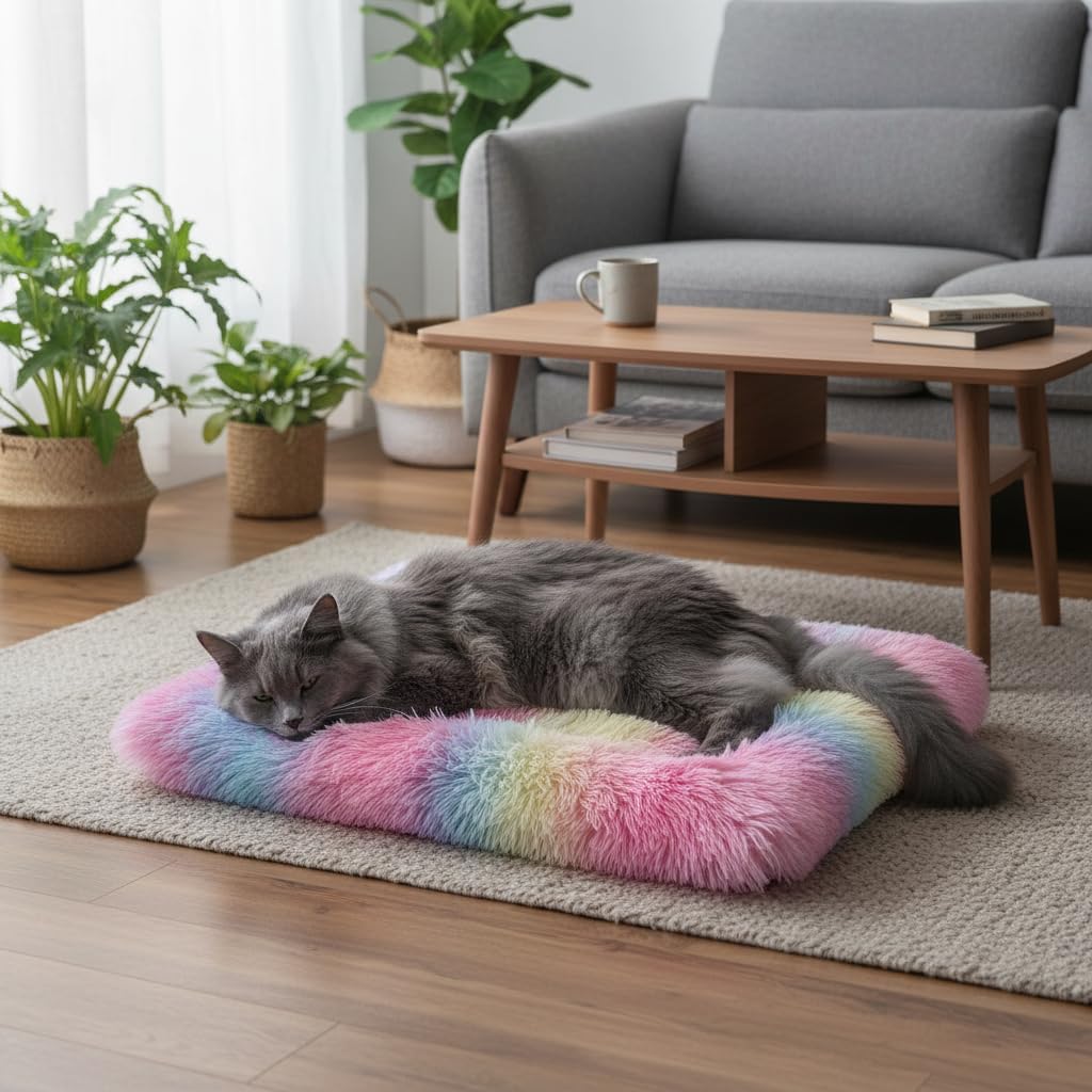 Dog & Cat Bed for Indoor Cats, Machine Washable, Calming Donuts Bed for Pet