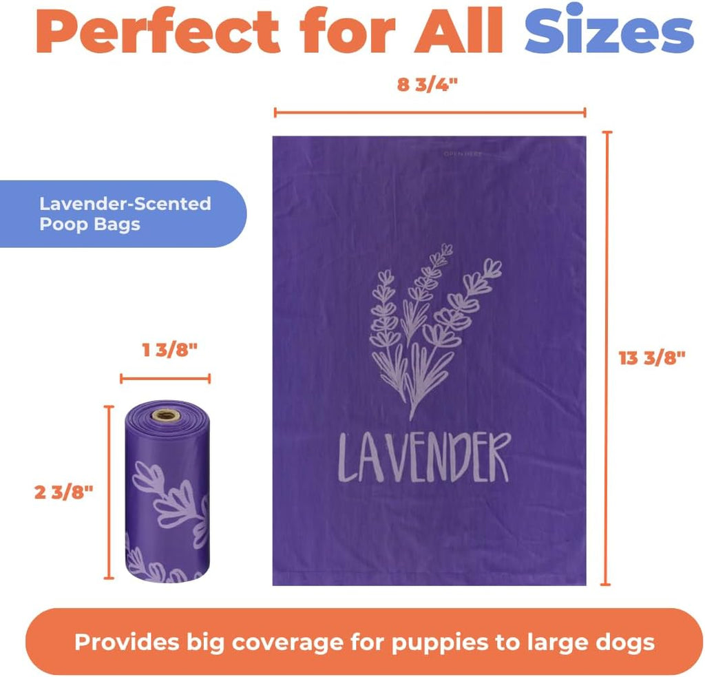 Best Pet Supplies Poop Bags for Dogs - Lavender, 150 Count | Scented, Leak-proof, Easy-Tear perforations, 15 Thick Bags per roll, Outdoor Walking & Travel, Fits Standard Holders