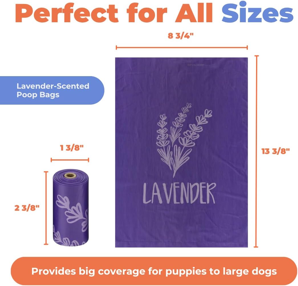 Best Pet Supplies Poop Bags for Dogs - Lavender, 150 Count | Scented, Leak-proof, Easy-Tear perforations, 15 Thick Bags per roll, Outdoor Walking & Travel, Fits Standard Holders
