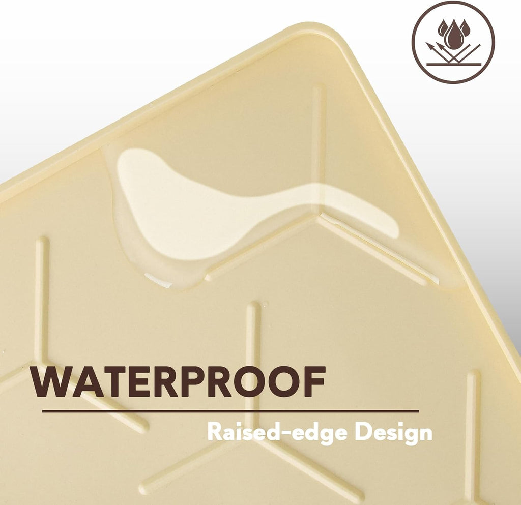 Garoopion Silicone Cat Litter Mat Large 40" X 28", Easy to Clean, Beige