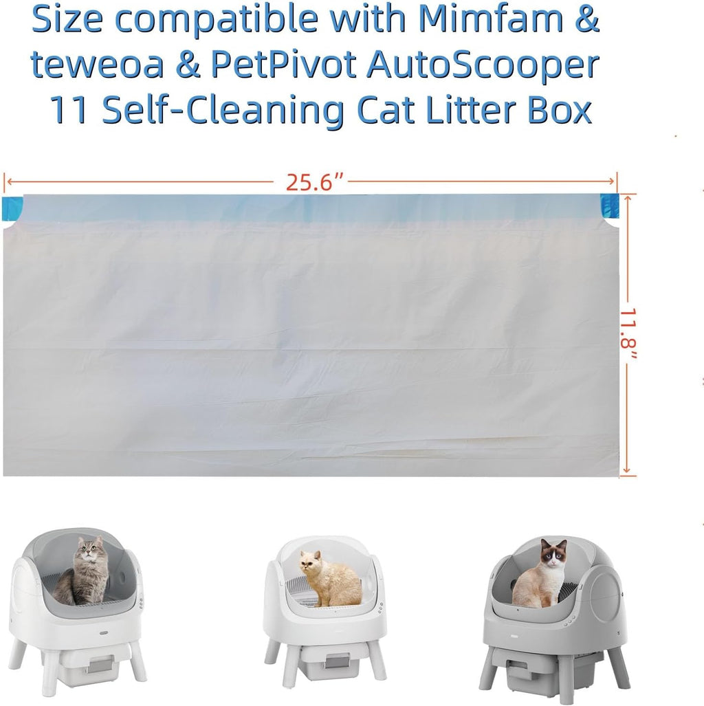 300ct Replacement Pet Pivot Litter Box Bags Compatible with Autoscooper 11 | Cost‑Effective 0.02mm Drawstring Bags, Convenient, Hygienic, Sturdy, and Durable, the Perfect Size