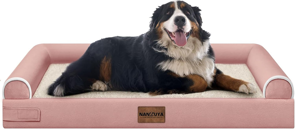 NANUYA Orthopedic Dog Bed for Jumbo Dogs, 53 x 42 Inch, Pink