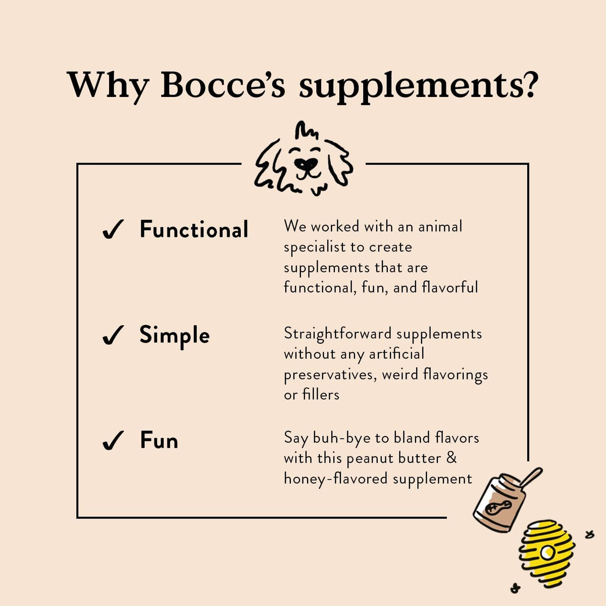 Bocce's Bakery Hip & Joint Supplement Chews, PB & Honey Flavor (60 ct)