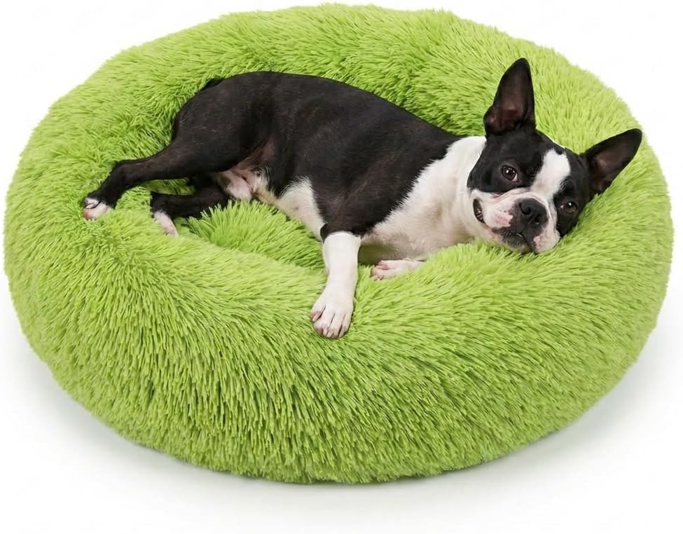 nononfish Cozy Donut Dog Bed,Soft Plush Round Pet Bed